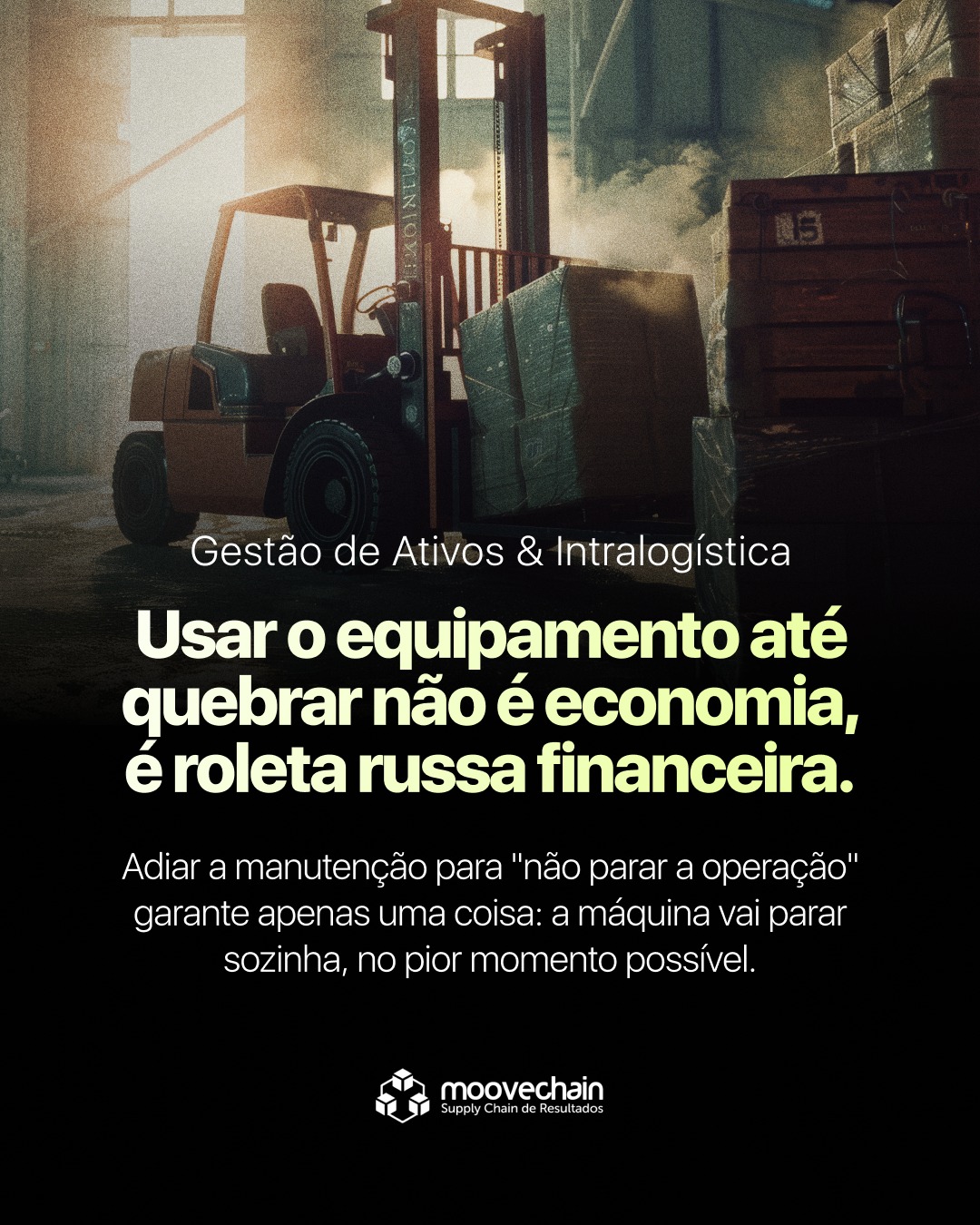Economizar na manutenção preventiva é jogar roleta russa financeira com a operação.
Usar o equipamento até ele quebrar não é redução de custos. É a garantia de que a máquina vai parar no pico de expedição, deixando a equipe ociosa e os caminhões esperando na doca.
A disponibilidade dos ativos não pode depender da sorte, depende de gestão previsível.
Antecipe o problema ou pague o preço do atraso.
#GestaoDeAtivos #ManutencaoPreventiva #Intralogistica #MooveChain